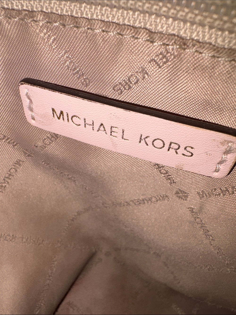 EUC- Michael Kors Pink Logo Tote with Striped Crossbody Strap & Wallet - Picture 15 of 17